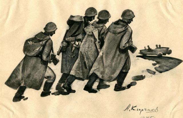 Кирчанов А.Н. Солдаты идут. 1945 Кирчанов А.Н. Солдаты идут. 1945
